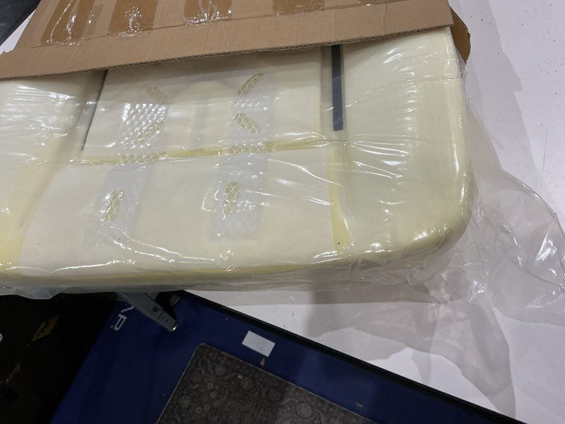 Condition photo showing As Is for gxarts driver side bottom replacement cloth seat cover and bottom foam cushion pad compatible with ford f150 2011 2012 2013 2014 steel gray #ms us or cs