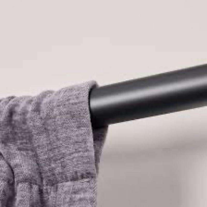 allen + roth bexley 36-in to 72-in matte black steel single curtain rod with finials