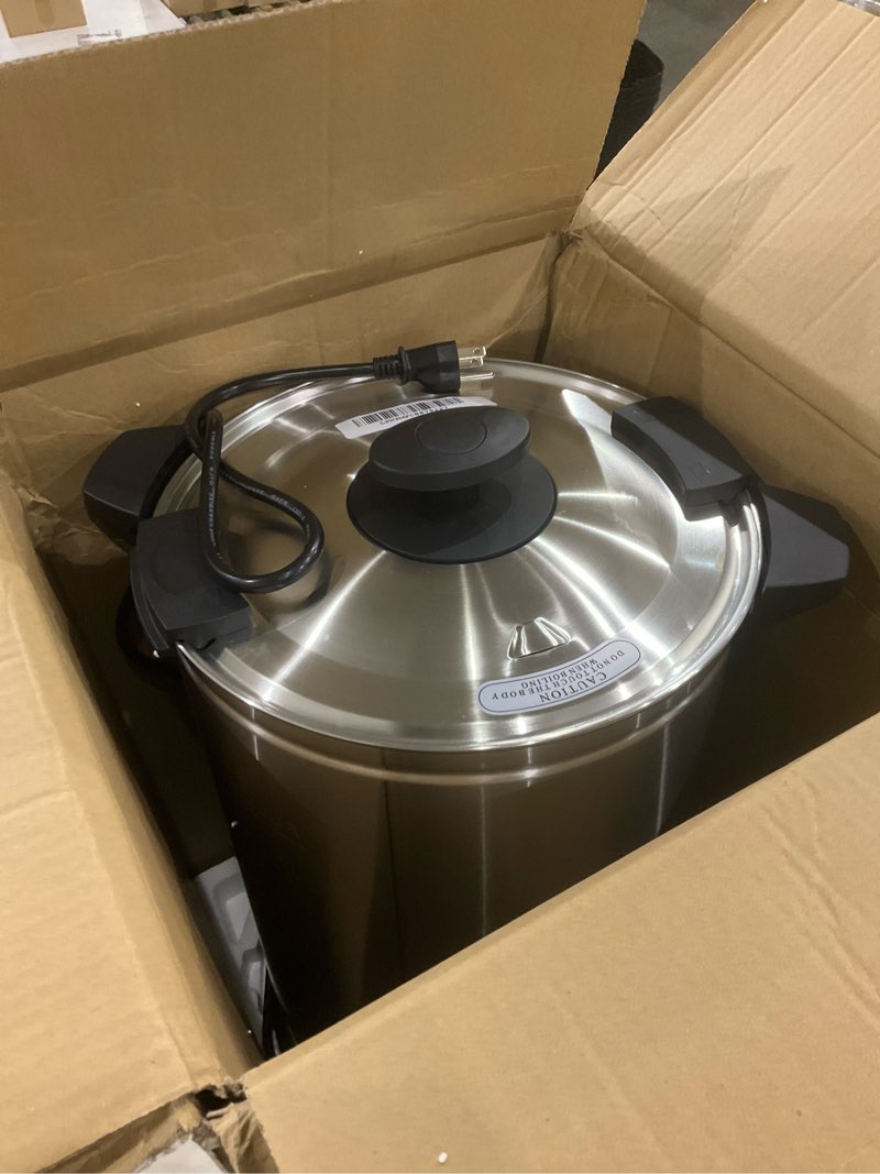 Condition photo showing As Is for SYBO 120 Cup Commercial Coffee Urn & Hot Beverage Dispenser Stainless Steel Percolate Maker Fast Brew Keeps Warm – Ideal for Tea Water at Events Catering 18 L Metallic