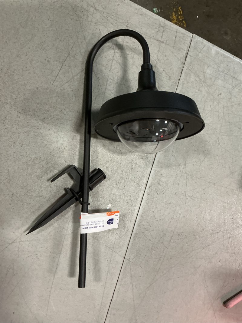 Condition photo showing New/Like New for corbyn matte black metal solar powered led landscape walkway light, 20 lumens