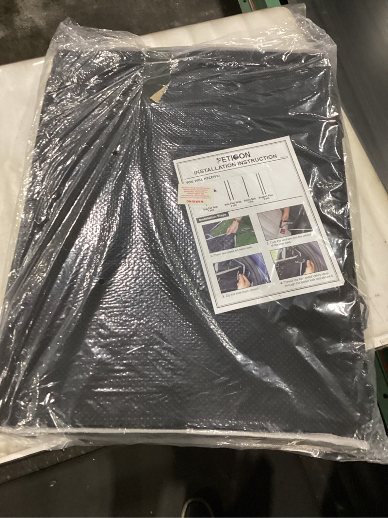Condition photo showing New/Like New for PETICON Dog Car Seat for Large Medium Dogs, One-Piece Hard Bottom Back Seat Extender for Dogs with 2