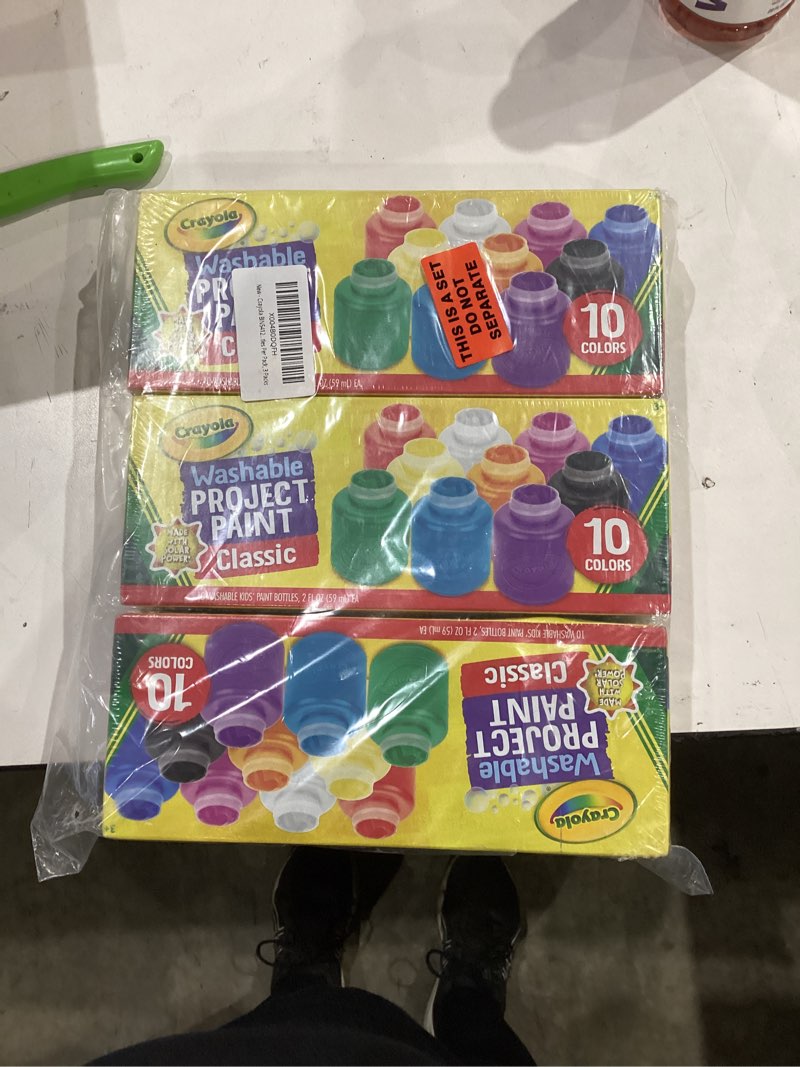 Condition photo showing New/Like New for crayola bin541205bn washable kid's watercolor paint, 10 bottles per pack, 3 packs
