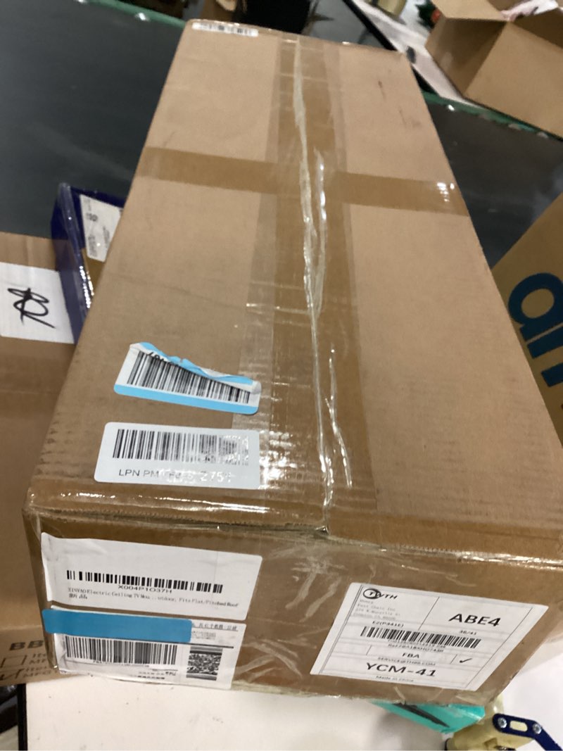 Condition photo showing New/Like New for XINYAO Electric Ceiling TV Mount with Remote, Motorized Ceiling Mount TV Bracket Flip Down for 32 to 70 inch Flat Curved Screen Mount Drop Down for Flat Pitched Roof Indoor Outdoor (White)