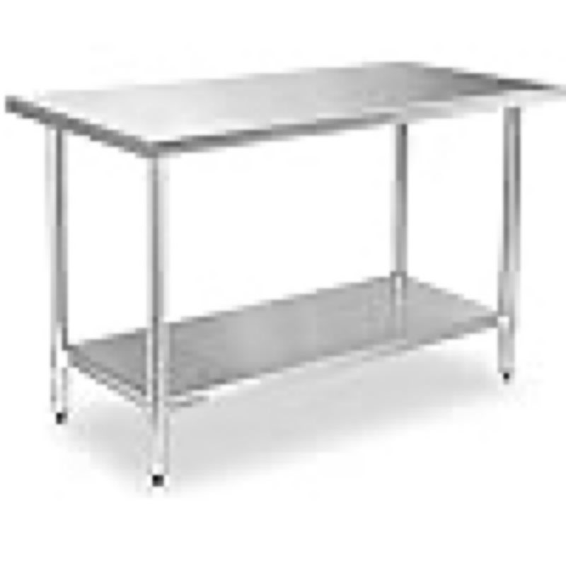 stableink nsf stainless steel prep table 60x24 inches 5ft, metal work table with adjustable undershelf, for commercial kitchen, restaurant, hotel, laundry and garage
