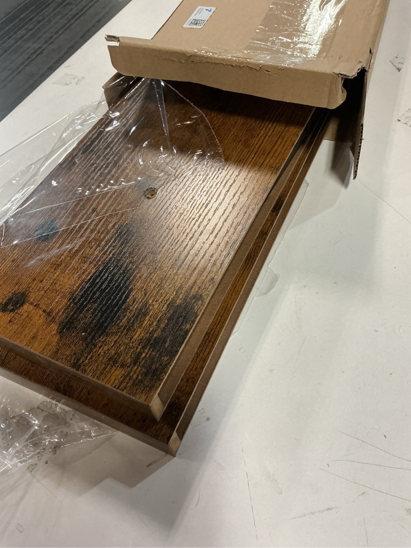 Condition photo showing Good Condition for BAYKA Floating Shelves, 22.5 inch Rustic Wood Wall Mounted Shelves for Bedroom, Living Room, Kitchen & Office, Hanging Display Shelf with 22 lbs Capacity (Rustic Brown,Set of 2) B. Rustic Brown - Americana Farmhouse Style 22.5inches