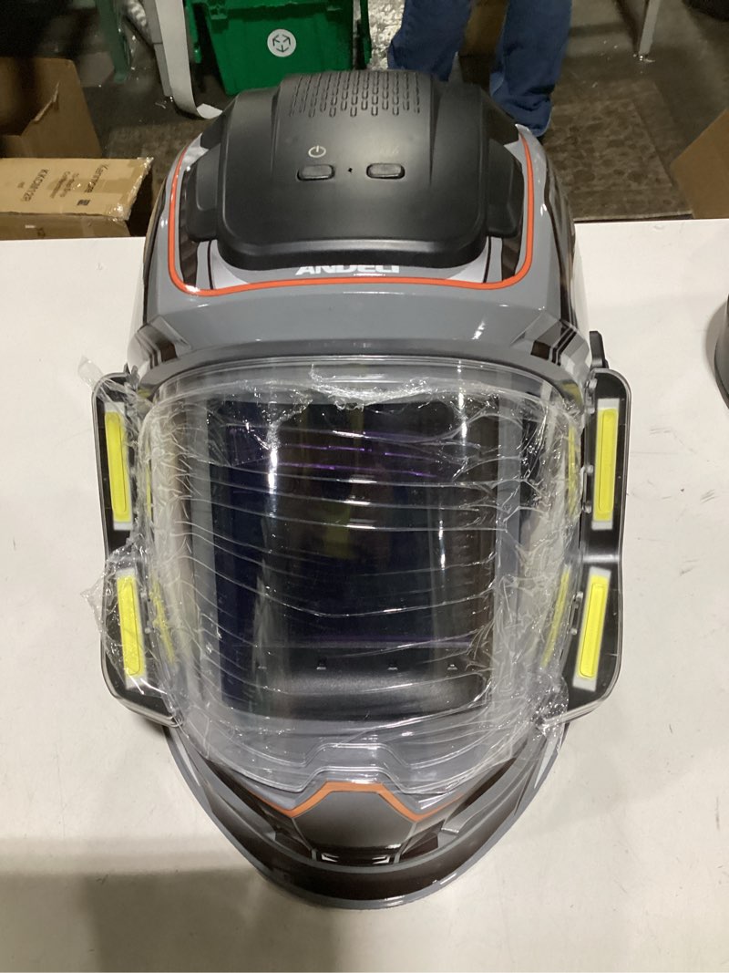 ANDELI Welding Helmet with 4 LED Light, Panoramic Large Viewing Screen 3.94"X3.74" True Color Auto D