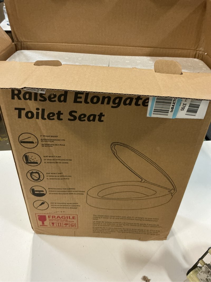 Condition photo showing New/Like New for elongated toilet seat risers for seniors, slow close, elevated toilet seat, heavy duty, never loosen, raised toilet seat elongated bowl, white(18.5”)