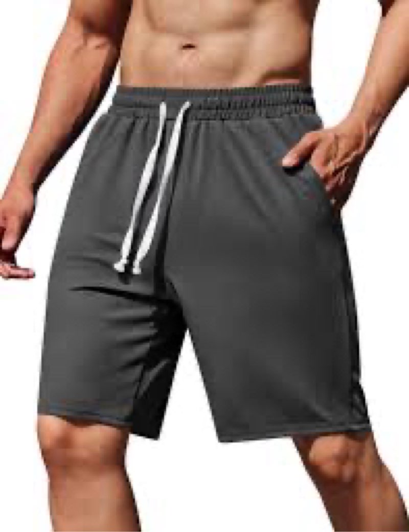 COOFANDY Mens Sweat Shorts 9" Grey Jogger Shorts Elastic Waist Above The Knee Shorts, Dark Grey, XL