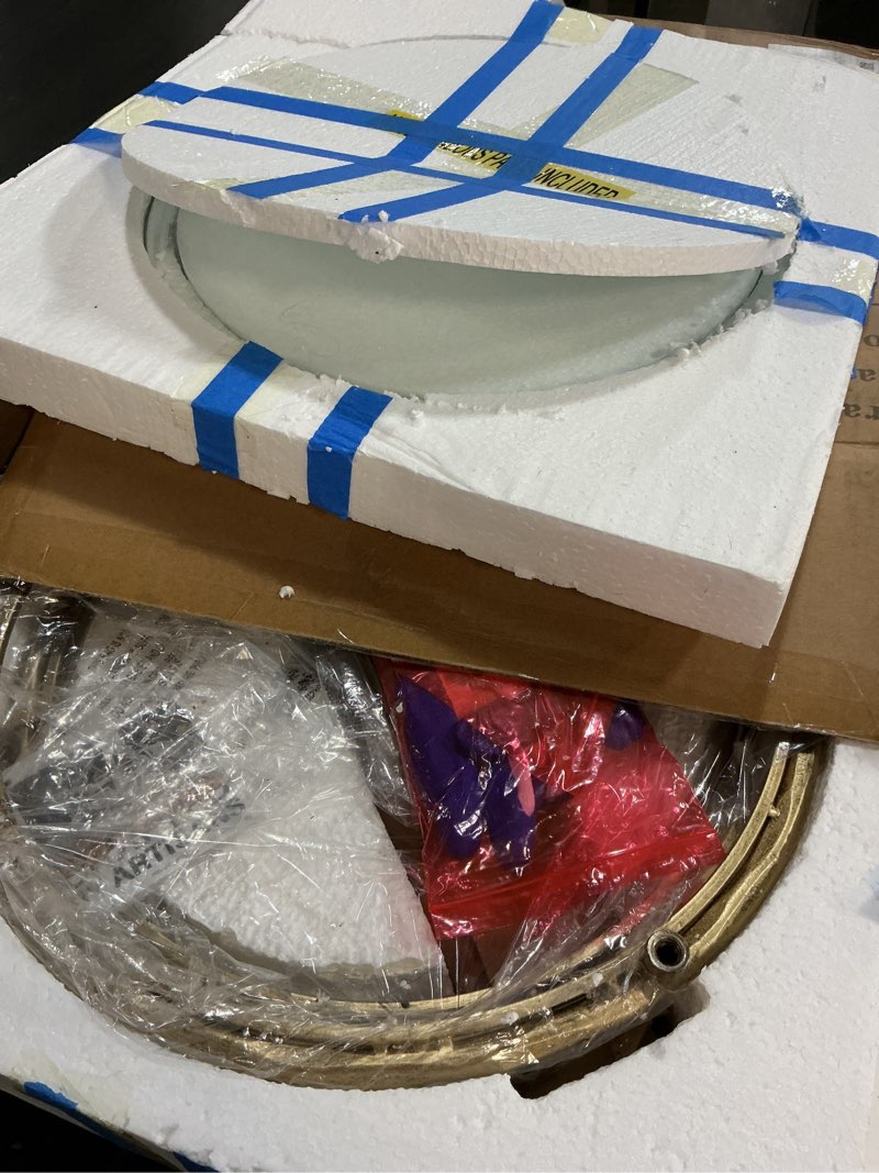 Condition photo showing Good Condition for begins hand forged side table 2 tier, vintage end table glass top coffee table, accent table with solid hammered frame, suitable for living room, bedroom, study room, entryway (gold, circle) gold circle