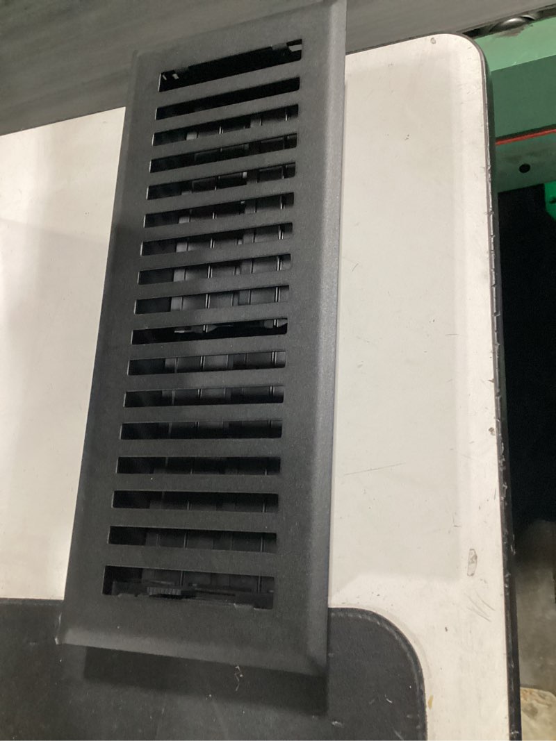 Condition photo showing Good Condition for allen + roth 4-in x 12-in maximum airflow steel matte black brooklyn design floor register model #9250412mb