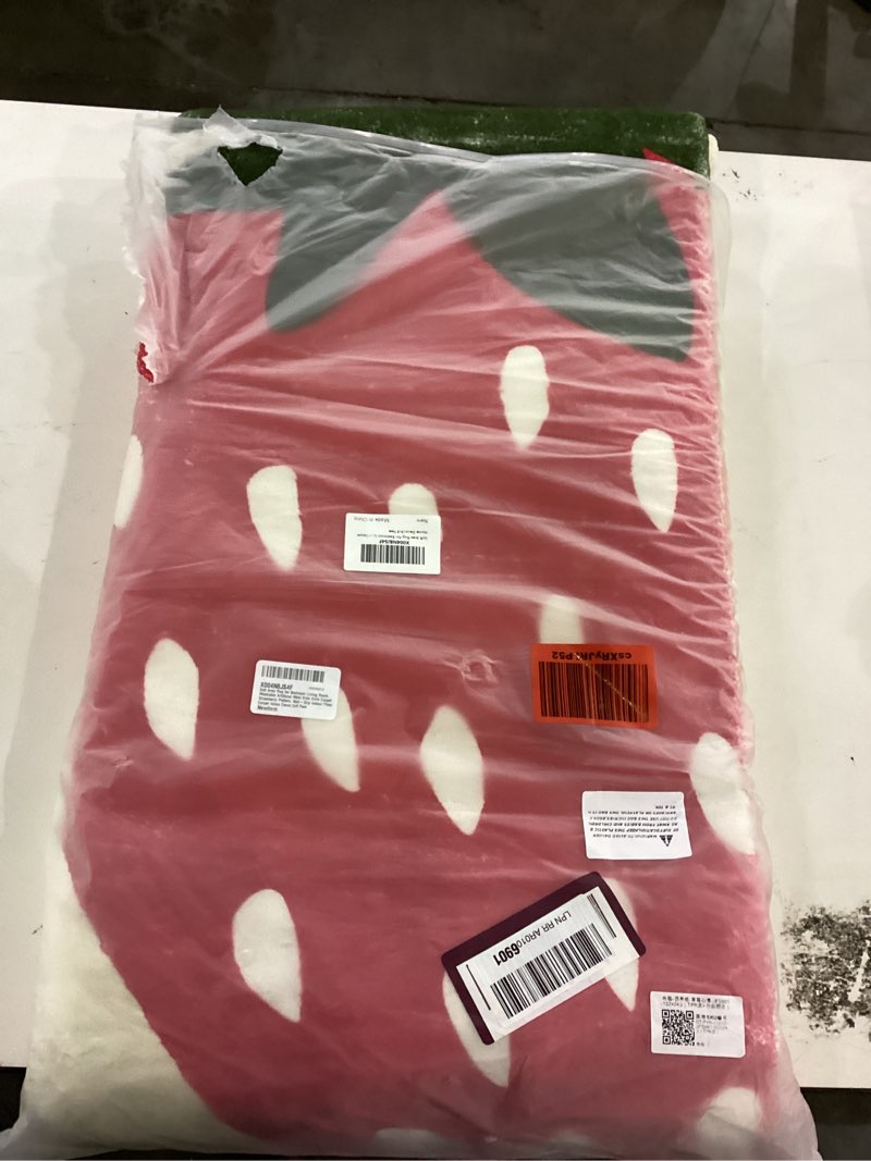 Condition photo showing New/Like New for Strawberry Pattern Girls Area Rug for Bedroom Living Room, Washable Soft Beige Artificial Wool Kids Carpet, Non-Slip Indoor Floor Carpet Home Strawberry Decor,5x8 Feet Strawberry 02 5x8 Feet