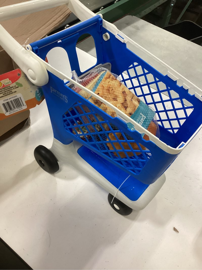 Condition photo showing Good Condition for Let's Go Shopping Pretend Scan & Sort Shopping Cart, Sturdy Plastic, Includes Pretend Food, Blue Shopping Cart for Kids Age 2+