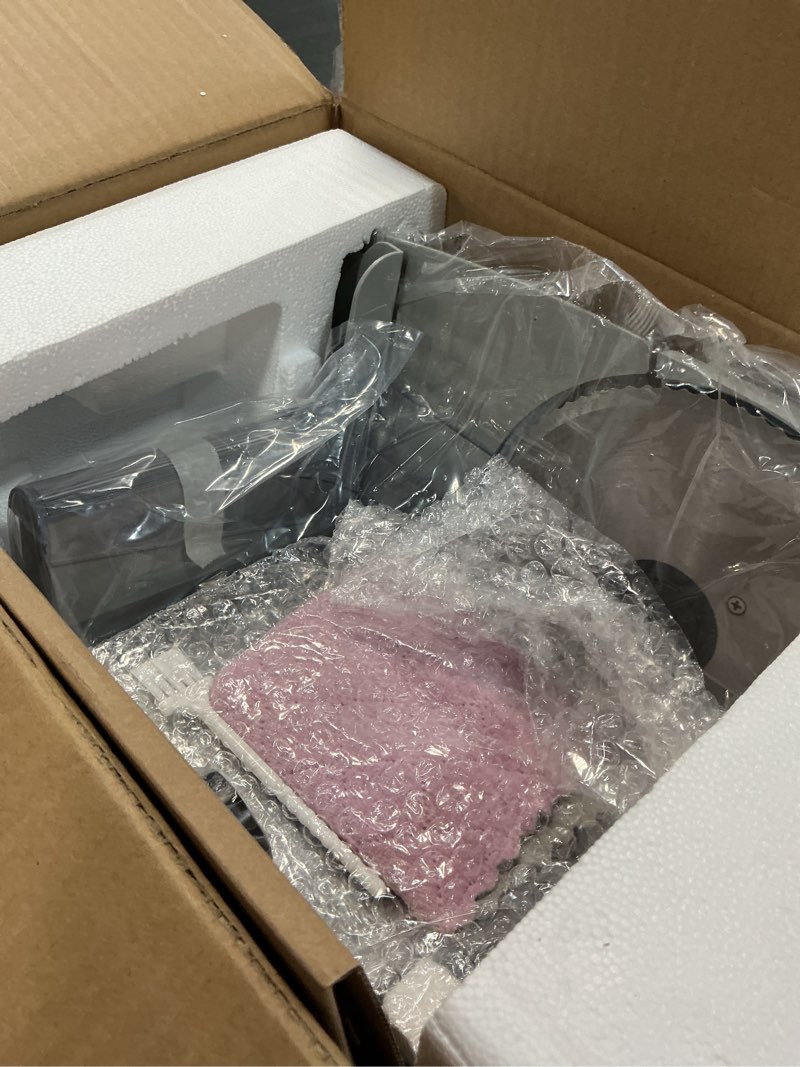 Condition photo showing Good Condition for Moongiantgo Meat Slicer 200W With 2 Removable 7.5’’ Stainless Steel Blades, Deli Food Slicer 0-15MM Thickness Adjustable, Child Lock Protection, Meat Fruit Cheese Bread Slicer Machine, 110V 7.5‘’ Blade