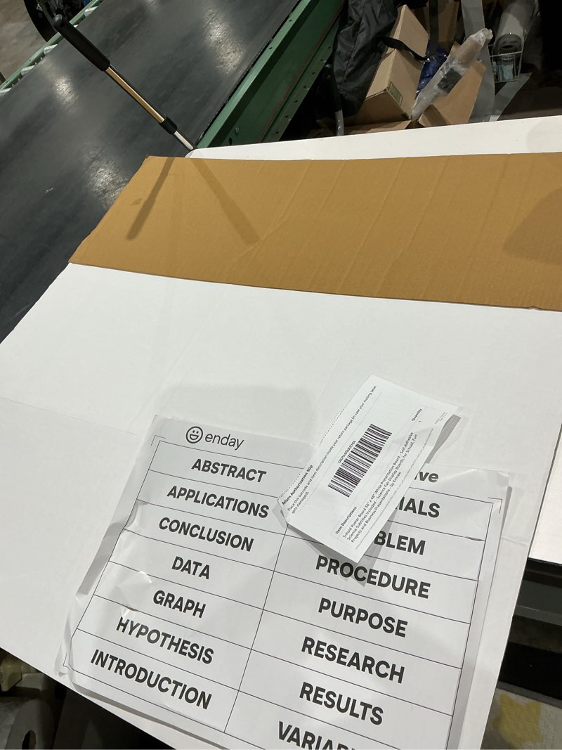 Condition photo showing Good Condition for white trifold presentation board 36" x 48" (pack of 2) self-adhesive science subtitles included - display exhibition board lightweight and portable with smooth surface - by emraw
