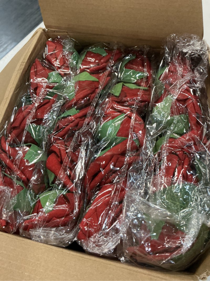 Condition photo showing New/Like New for amyhomie artificial flowers dark red rose 100pcs real looking fake roses w/stem for diy wedding bouquets centerpieces arrangements party baby shower valentines day christmas tree decorations dark red 100