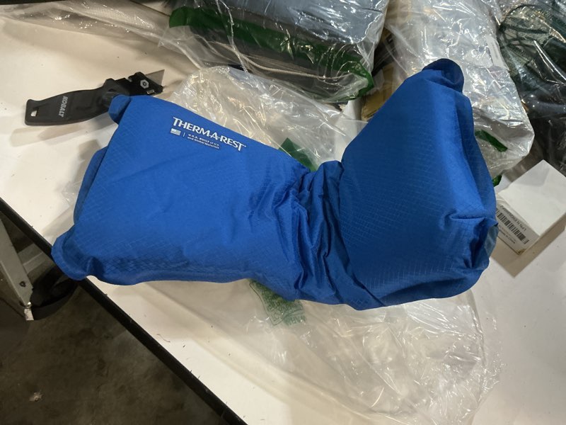 Condition photo showing As Is for therm-a-rest lumbar travel pillow nautical blue