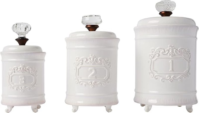 Mud Pie Kitchen Canister (Set of 3), White