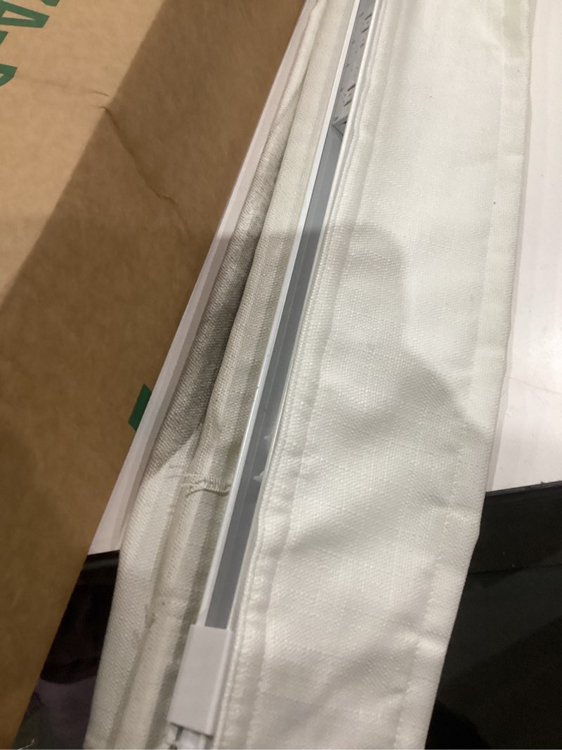 Condition photo showing As Is for LazBlinds No Drill Roman Shades for Windows, Cordless Light Filtering Window Shades with UV Protection, Polyester Fabric for Bedroom & Living Room, 35" W x 64" H, Off White Light Filtering - Off White 35"W x 64"H