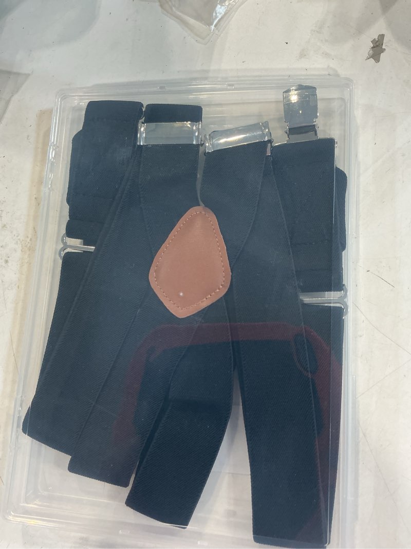 Condition photo showing Good Condition for lazarsspace 2 clips men's suspenders x-back clip-on elastic braces for formal and casual wear black