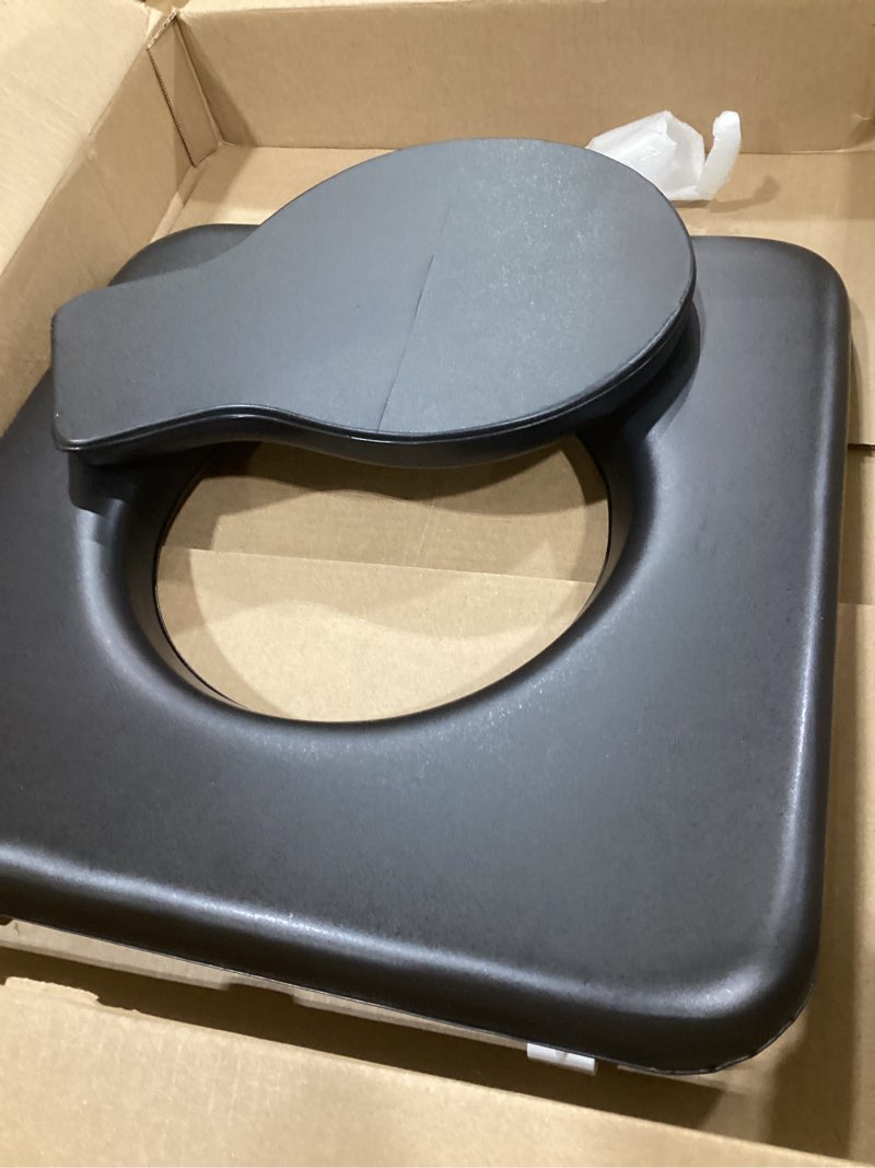 Condition photo showing As Is for PU Commode Seat Cushion Universal Fit Toilet Chair, Sponge Padded Soft Pad for Bedside Commode Seat,with Two White Snaps and Screws. Commode Chair, Cover Shower Wheelchair