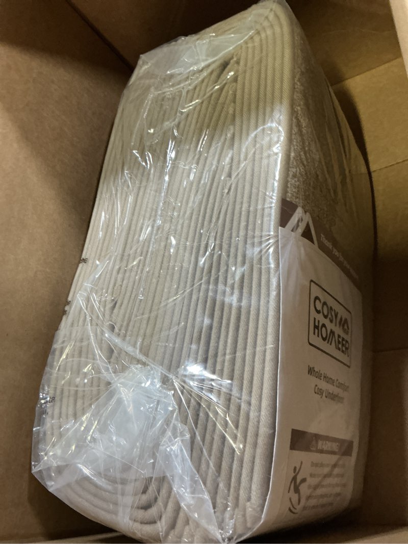 Condition photo showing New/Like New for cosy homeer edging stair treads non-slip carpet mat 28inx9in indoor stair runners for wooden steps, edging stair rugs for kids and dogs, 100% polyester tpe backing (15pc, beige) beige 28 x 9 inches (15 pieces)