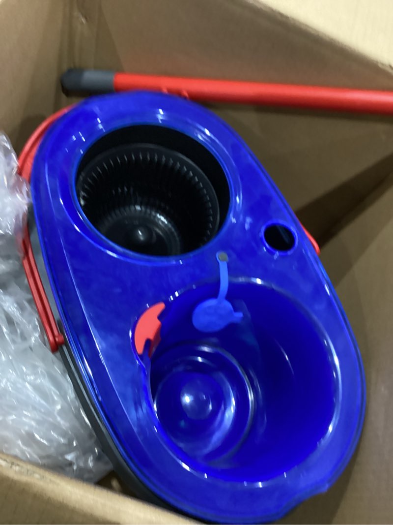 Condition photo showing As Is for incomplete))))o-cedar rinseclean microfiber spin mop & bucket floor cleaning system with 2 extra mop head replacements with citrus and lavender pacs (variety pack)