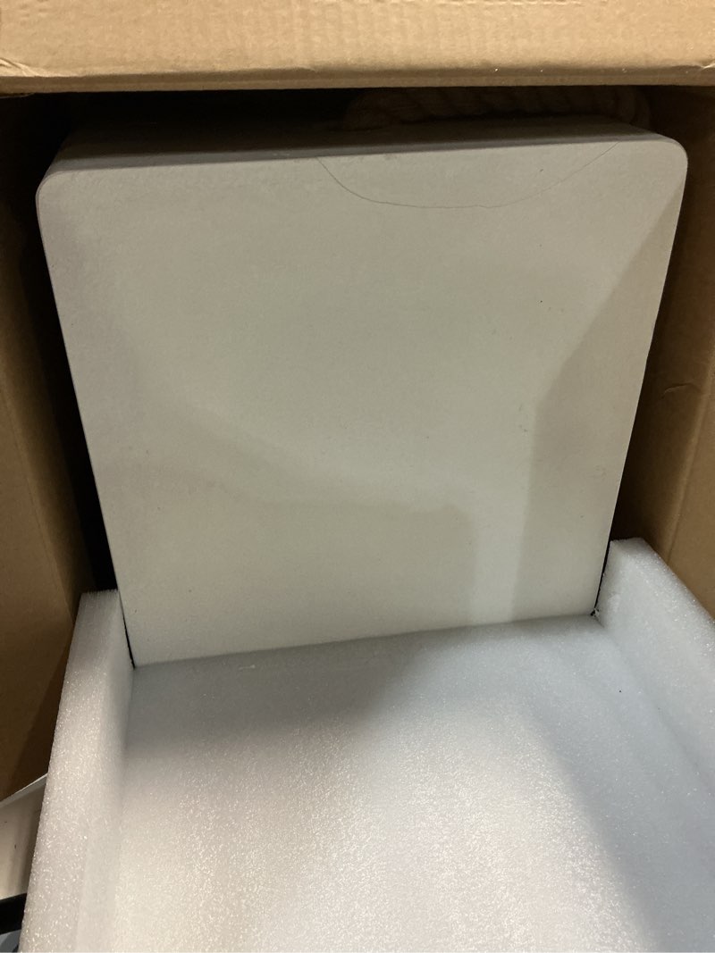 Condition photo showing As Is for Deco 79 Magnesium Oxide Lightweight Outdoor Accent Table with Rope Handle, 15" x 15" x 18", White