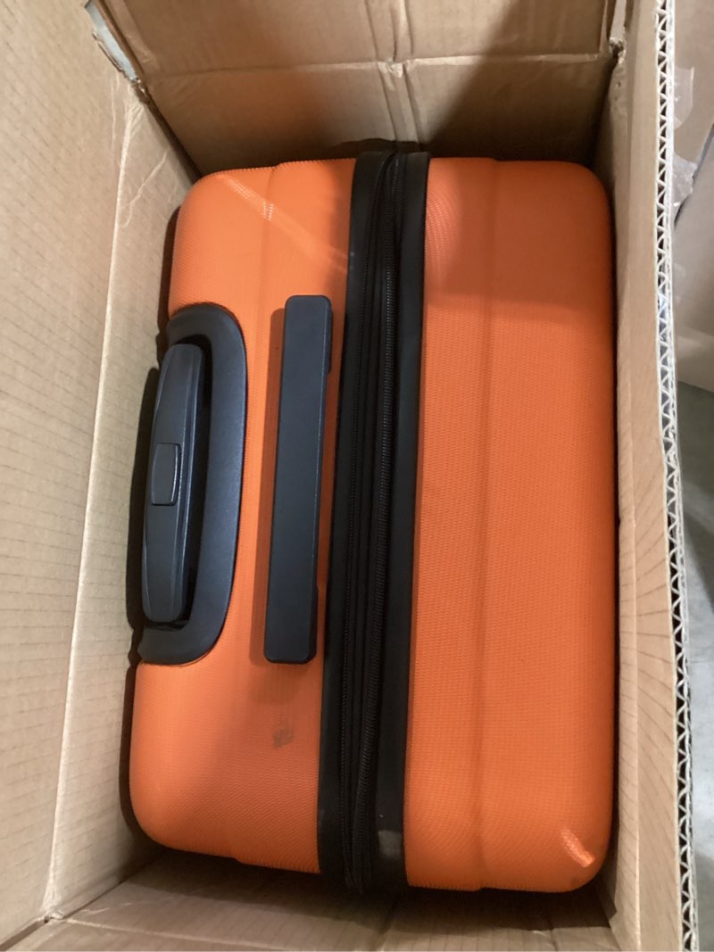 Condition photo showing Good Condition for Amazon Basics 26" Hardside Medium Checked Luggage, Hardshell Suitcase With Wheels, Expandable For Up to 15% More Space, With Scratch-Resistant Surface, Four Multi-directional Wheels, Orange Orange Medium Checked