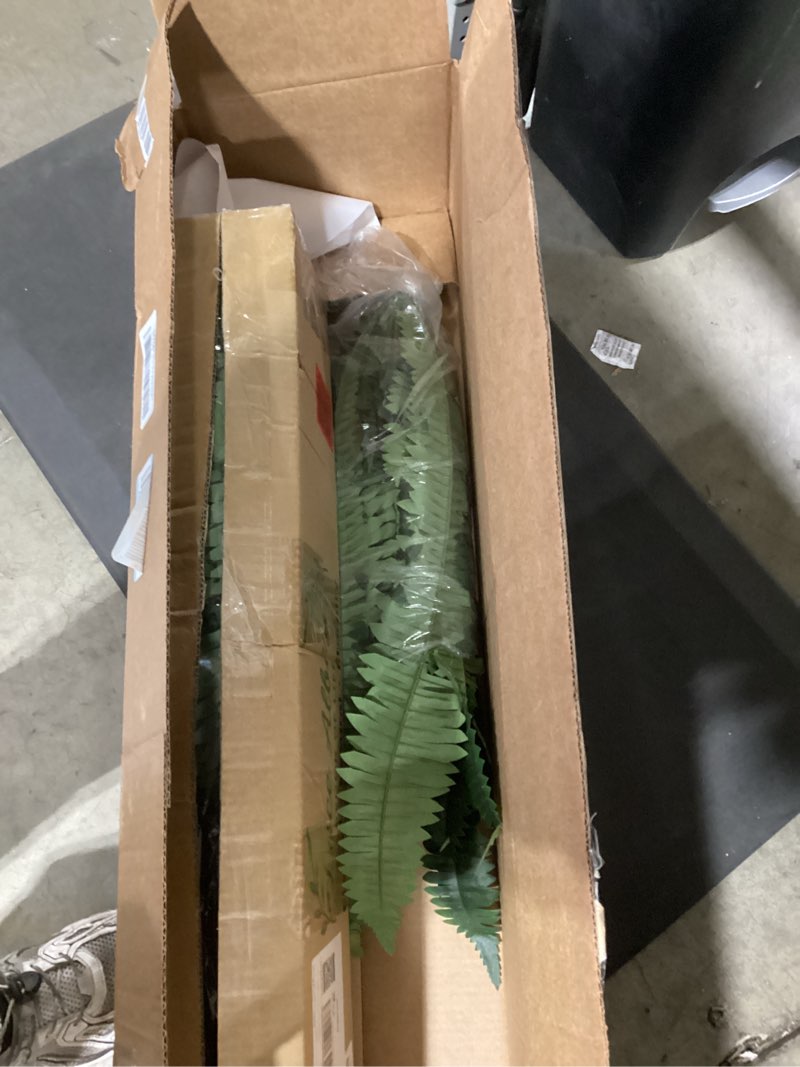 Condition photo showing Good Condition for Artificial Boston Fern Bush - Set of 2 45Inch Fake Ferns with 55 Fronds, Large Hanging Faux Plants Decor, UV Resistant Faux Fern Vines Silk Greenery for Outdoor Indoor, Porch, Farms, Patio 45inch Green
