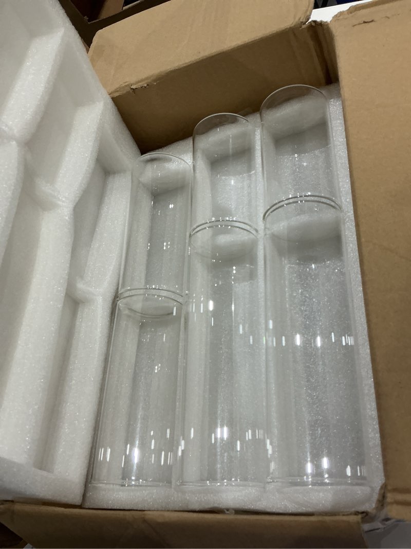 Condition photo showing Good Condition for 12 pcs thin glass cylinder vases 2.5''/3.3'' diameter 2mm wall thickness clear flowers vase hurricane floating candles holders for table centerpieces wedding decor (2.5'' x 5'',6'',8'') 12 2.5'' x 5'',6'',8''