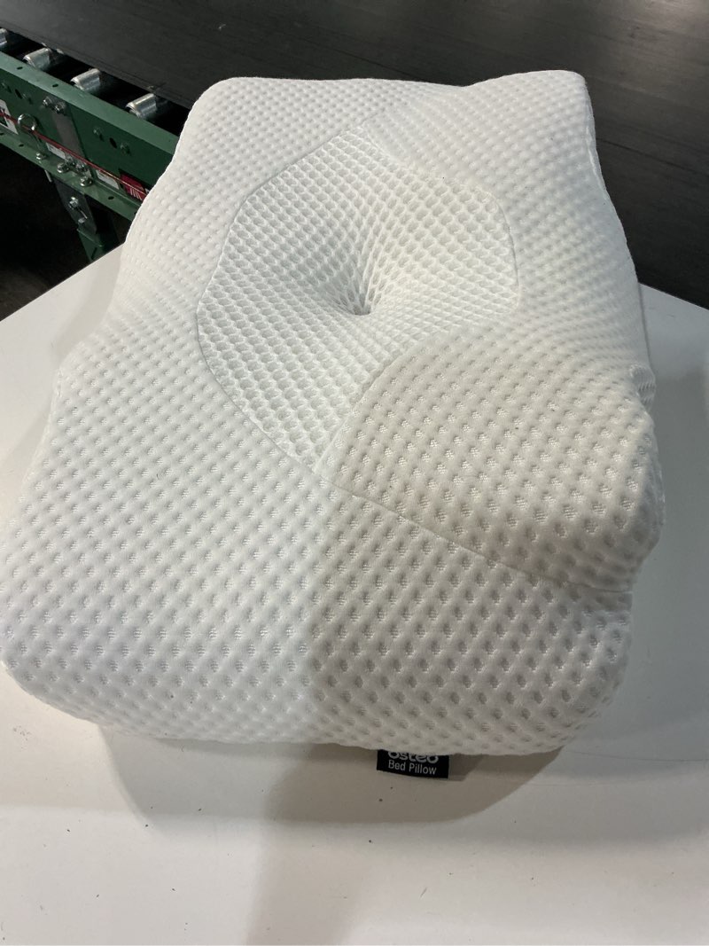 Condition photo showing Good Condition for osteo cervical pillow for neck pain relief, hollow design odorless memory foam pillows with cooling case, adjustable orthopedic bed pillow for sleeping, support for side back sleepers standard high(24.5*16.5*5.2/4.1 inches) white
