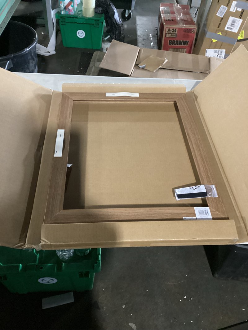 Condition photo showing Good Condition for mcs canvas float frames 16x20 frame, walnut woodgrain for finished canvases, vertical & horizontal wall hanging large with adhesive for canvas paintings (1-pack) 16x20 without mat walnut woodgrain