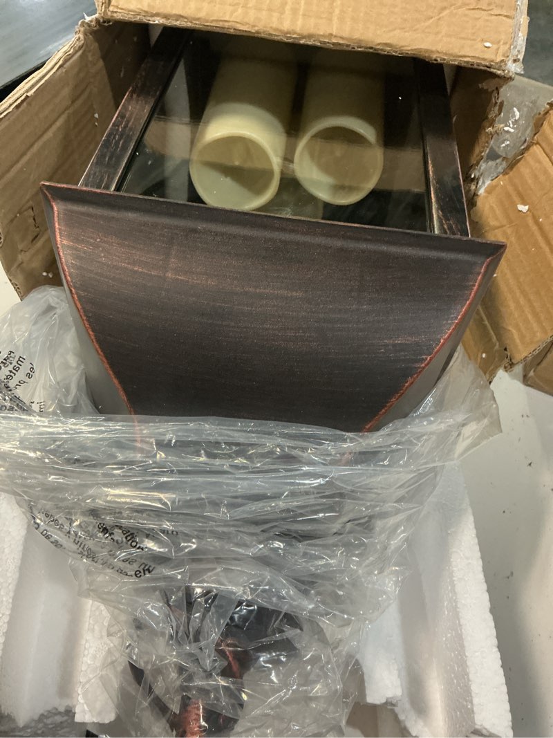 Condition photo showing Good Condition for 1pack decorative lantern 24.80" h with dancing flame led timer candle,on/off/timer led candle with 6hours,hanging lantern for outdoor garden/indoor use. square-giant 24.80"h