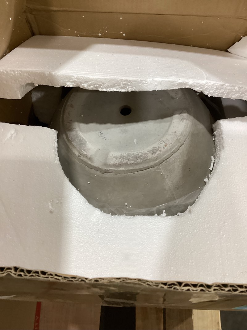 Condition photo showing As Is for Kante 21.7" H Weathered Concrete Tall Planter, Large Outdoor Indoor Decorative Pot with Drainage Hole and Rubber Plug, Modern Round Style for Home and Garden Weathered Concrete 21.7"H Pots