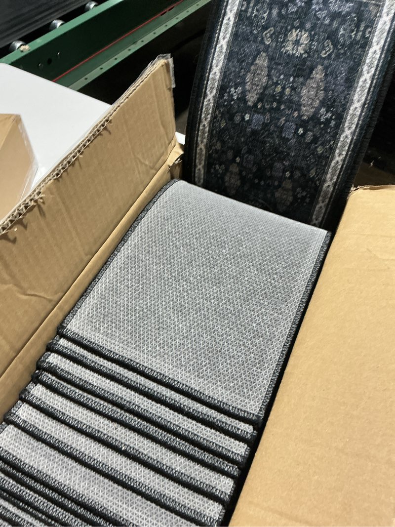 Condition photo showing Good Condition for Vintage Boho Stair Treads Non Slip Carpet Stair Treads for Wooden Steps Indoor 15PCS 30"x8" Stair Runner TPR Backing Mats Safety Staircase Step Treads for Elders Kids Dogs Black 8"X30" Boho/Black 15