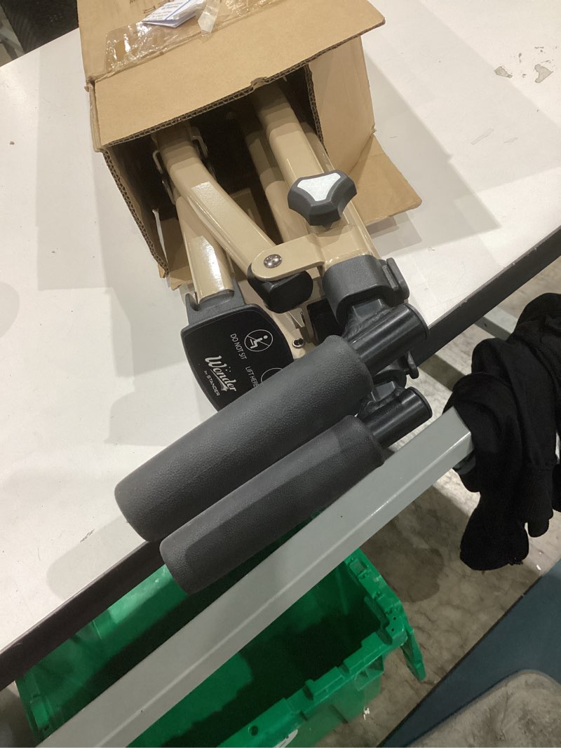 Condition photo showing Good Condition for stander space saver walker short, lightweight folding rolling mobility aid for juniors & petite adults, compact 2-wheel disability device with 6-inch wheels & rear ski glides, desert sand