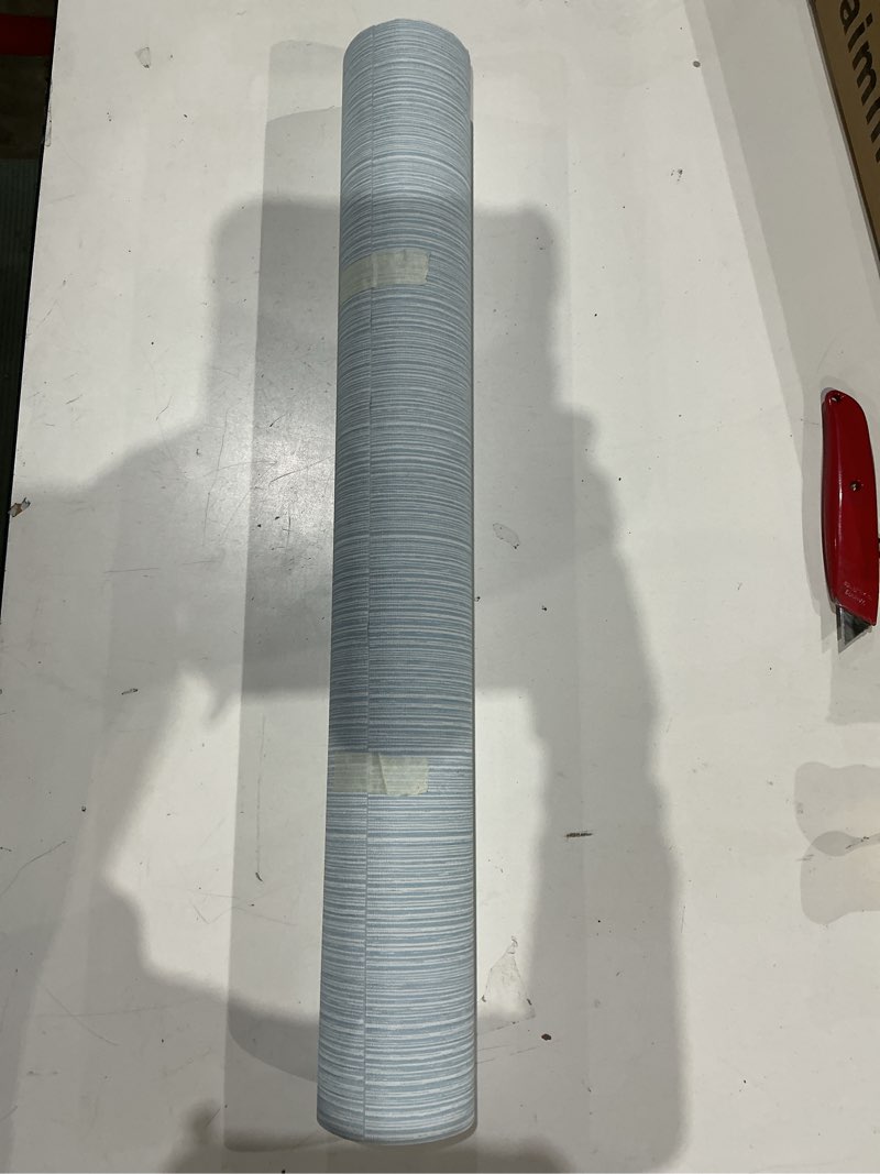 Condition photo showing As Is for haimin grasscloth wallpaper textured 24in x 393in fabric contact paper light blue wall paper textured linen peel and stick self-adhesive thick vinyl embossed film wallpaper