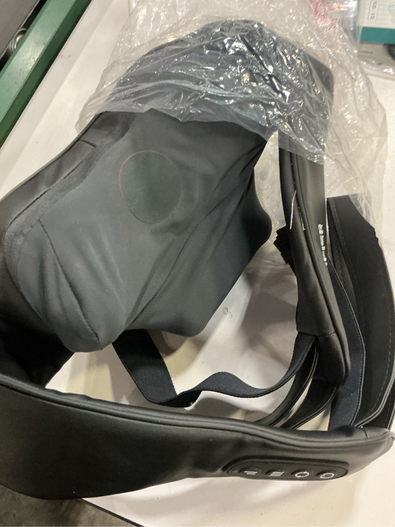 Condition photo showing As Is for (missing cable of connection)comfier shiatsu neck massager with heat, cordless neck and shoulder massager for pain relief deep tissue, graphene heating, 4d kneading massage pillow -black cordless-black