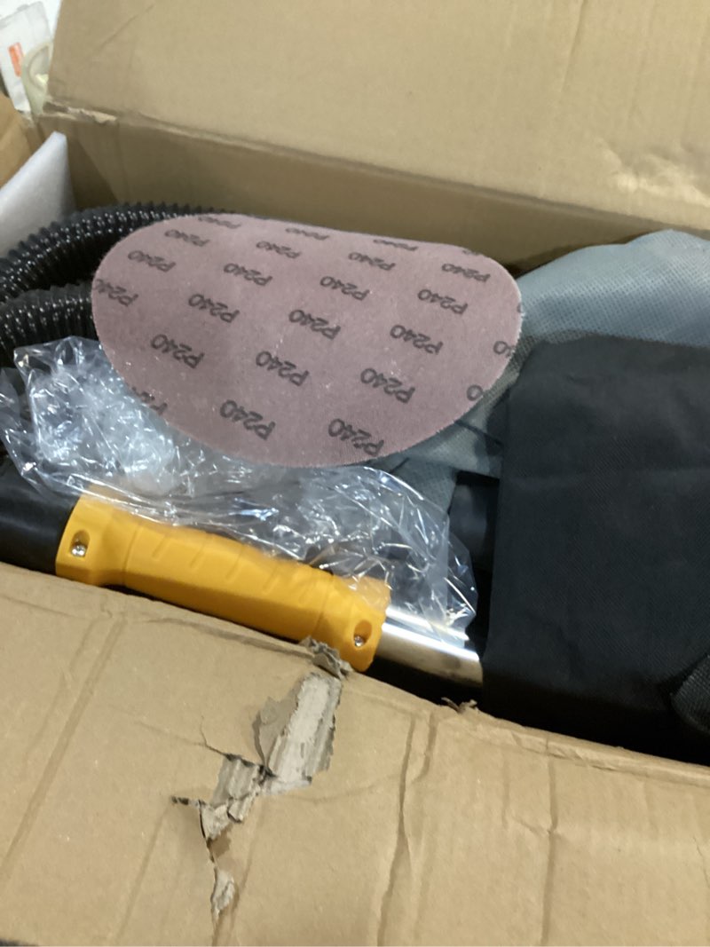 Condition photo showing As Is for Drywall Sander Tool, KUPERIA 8.5 Amp Popcorn Ceiling Removal Tool with 7 Variable Speed 800-1800RPM, Electric Drywall Sander with Extendable Handle, LED Light,6 Basic Sand Paper & 6 Grid Sandpaper Yellow