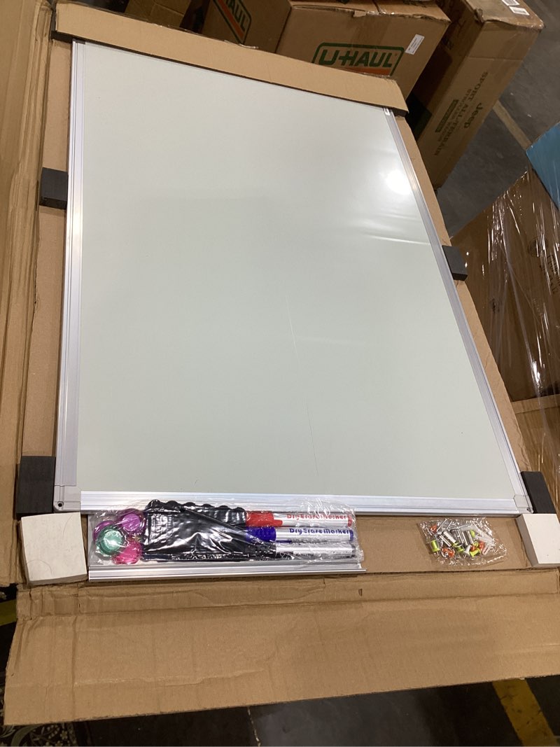 Condition photo showing Good Condition for magnetic white board and cork board combo 36" x 24" aluminum frame | dry erase bulletin board, wall mounted or hanging. dual-function surface for writing & pinning. ideal for home, office, shool white 36 x 24 inch