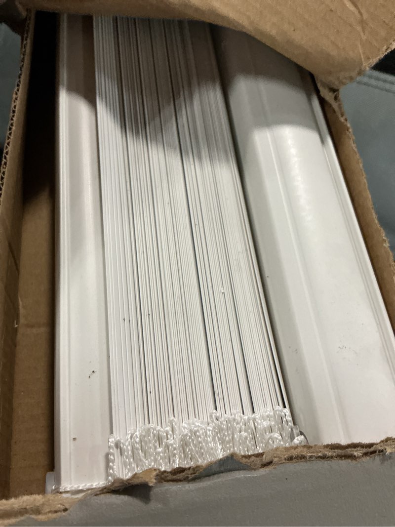 Condition photo showing Good Condition for mainstays 1" cordless room darkening vinyl blinds, white, 71"w x 64"l