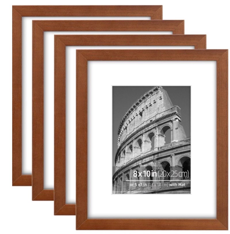 DUCIHBA 8 x 10 inch or 5 x 7 with Mat Picture Frames, Wire Brush Distressed Cinnamon Brown Wood Bord