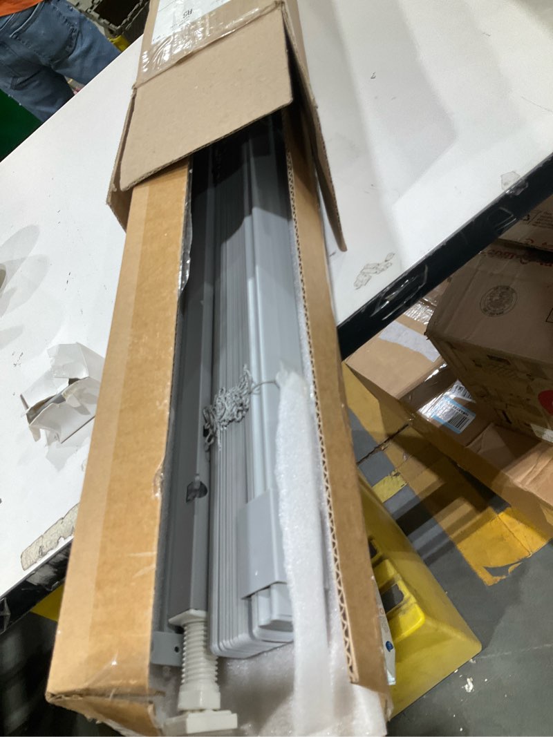 Condition photo showing Good Condition for myshade no-drill cordless horizontal mini blinds – 30" w x 64" h tool-free inside mount window blinds with 1" vinyl slats, light filtering & privacy, child & pet safe, gray cordless-gray 30" w x 64" h