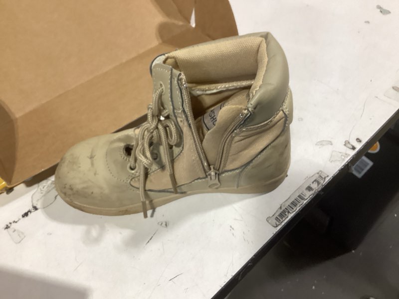 Condition photo showing As Is for Similar product MIXIN Girls Boys Combat Hiking Snow Boots Waterproof Non-Slip Fashion Work Ankle Boots with Lace Up Side Zipper for Little Big Kids Beige 3 Big Kid