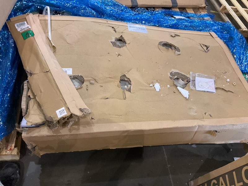 Condition photo showing item condition for voltaire 60" x 36" acrylic white single-threshold, right-hand drain, shower base right-hand drain 60in x 36in glossy white