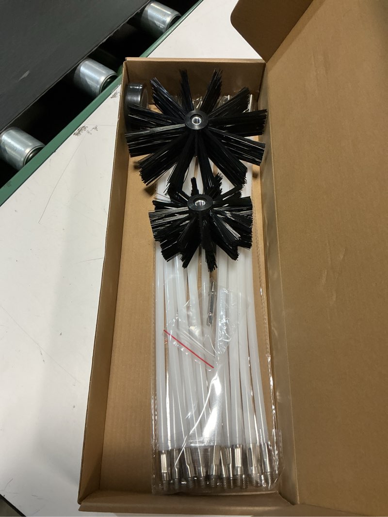 Condition photo showing Good Condition for 20 feet chimney sweep brush kit - 15 flexible extendable rods with two sizes brush heads for efficient fireplace and stove maintenance (4/6in)