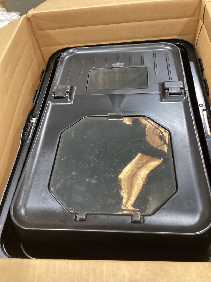 Condition photo showing Good Condition for stainless steel litter box with lid, high sided enclosed metal litter box for big cats, easy cleaning anti-urine leakage, non-sticky cat box, front entry top exit kittybox, includes mat & scoop