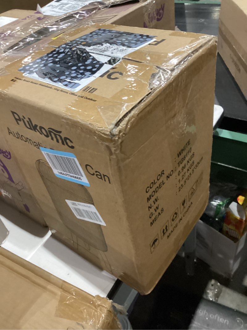 Condition photo showing New/Like New for Pukomc Smart Sensor Wastebasket, Convenient and Hygienic Easy to Use, Technology Sensor Waterproof Wastebasket Plastic Trash can for Kitchen, Bathroom, Bedroom, Living Room, Office and Outdoor 1 Pack white