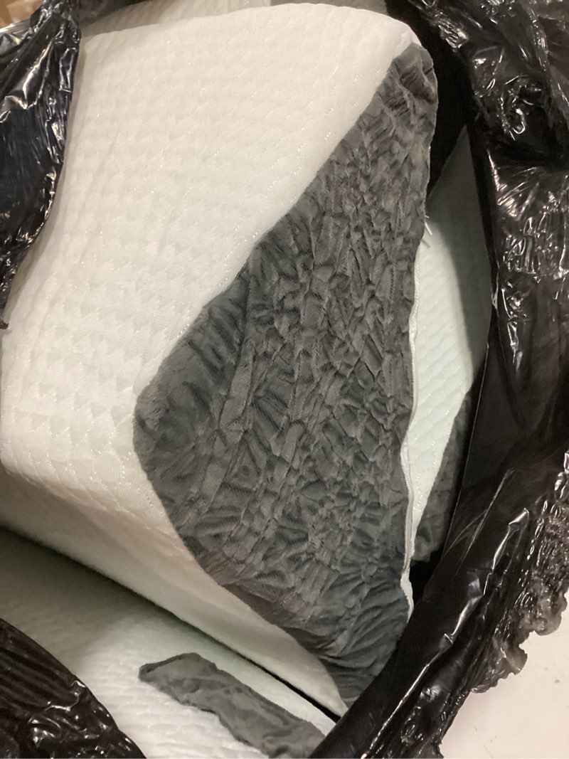 Condition photo showing As Is for 4pcs wedge pillow set for after surgery, orthopedic bed wedge pillow for back pain relief, sitting up in bed, acid reflux, adjustable post surgery pillows for gerd, snoring, white/grey