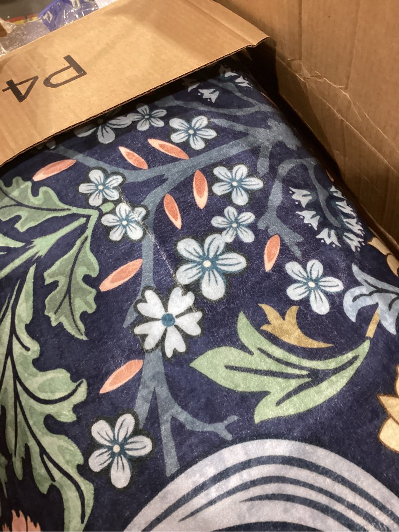 Condition photo showing As Is for Moynesa Floral Washable 8x10 Rug, Large Area Rugs for Living Room, Soft 8 x 10 Boho Bedroom Rugs, Non Slip Botanical Ultra Thin Floor Carpet for Dining Room Nursery, Blue 8' x 10' (Rectangular) Blue